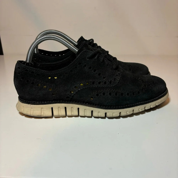Cole Haan Zerogrand Oxford Wingtip Casual Shoes Leather Black Suede Mens 7M - Picture 1 of 10